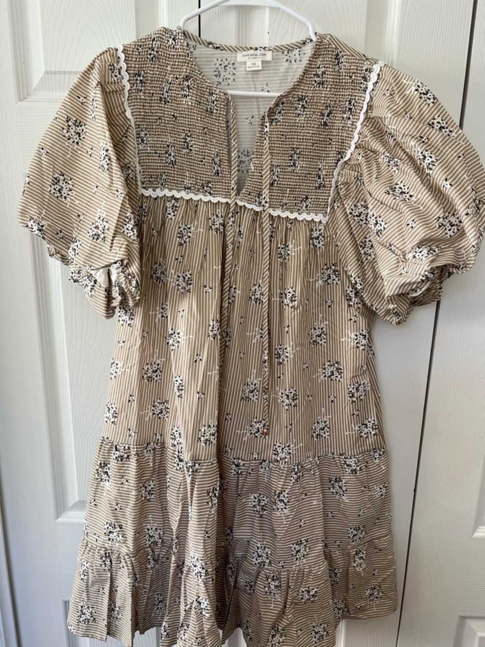 Tan striped dress from Chic Soul